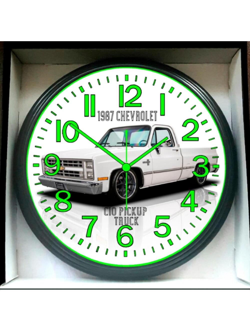 1987 Chevrolet Chevy C10 Short Bed Bagged Truck Glow In The Dark Wall Clock New!